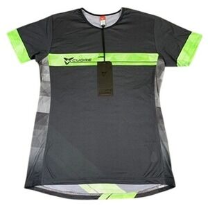 Cuore Boulder Ironman 18 Mens Running Tri Shirt Vent Gray Neon‎ Green Small NWT